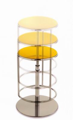 SGABELLO MEDUSA Officina B. Sgabello con fusto cromato e seduta girevole.Disponibile nella versione regolabile in altezza con meccanismo a gas. Seduta imbottita con tessuti a scelta o in legno di rovere o zebrano